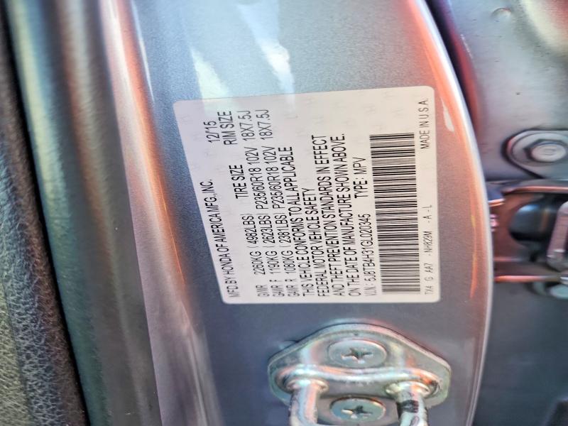 68706596 :رقم المزاد ، 5J8TB4H31GL020345 vin ، 2016 Acura Rdx مزاد بيع