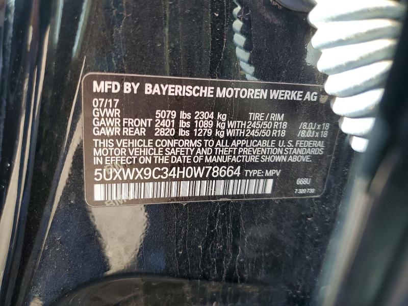 Auction sale of the 2017 Bmw X3, vin: 5UXWX9C34H0W78664, lot number: 68810586