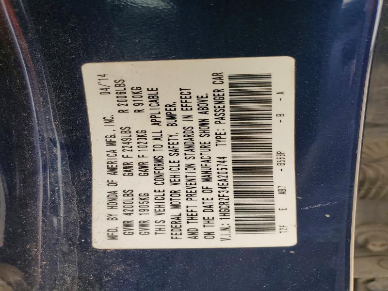 68829796 :رقم المزاد ، 1HGCR2F34EA205744 vin ، 2014 Honda Accord مزاد بيع