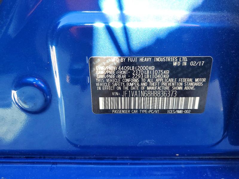 Продажа на аукционе авто 2017 Subaru Wrx, vin: JF1VA1N68H8836373, номер лота: 68107756