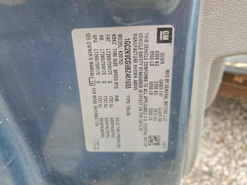 69652076 :رقم المزاد ، 1GC2KVCG9BZ461933 vin ، 2011 Chevrolet Silverado مزاد بيع
