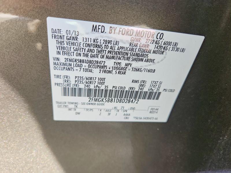 Aukcja sprzedaży 2013 Ford Flex, vin: 2FMGK5B81DBD28472, numer aukcji: 67505986