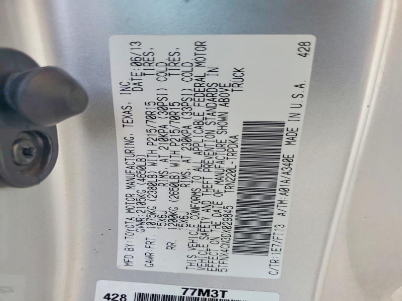 68547936 :رقم المزاد ، 5TFNX4CN3DX029845 vin ، 2013 Toyota Tacoma مزاد بيع