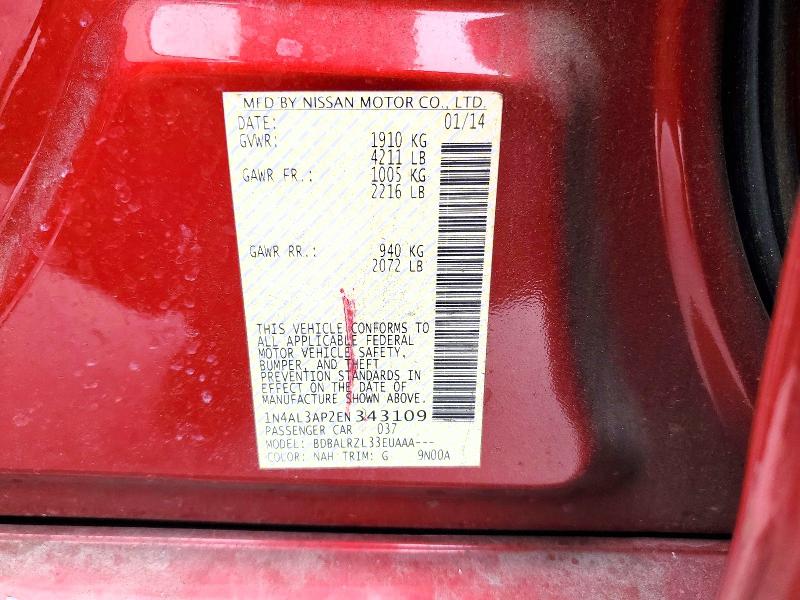 2014 Nissan Altima მანქანა იყიდება აუქციონზე, vin: 1N4AL3AP2EN343109, აუქციონის ნომერი: 70444446