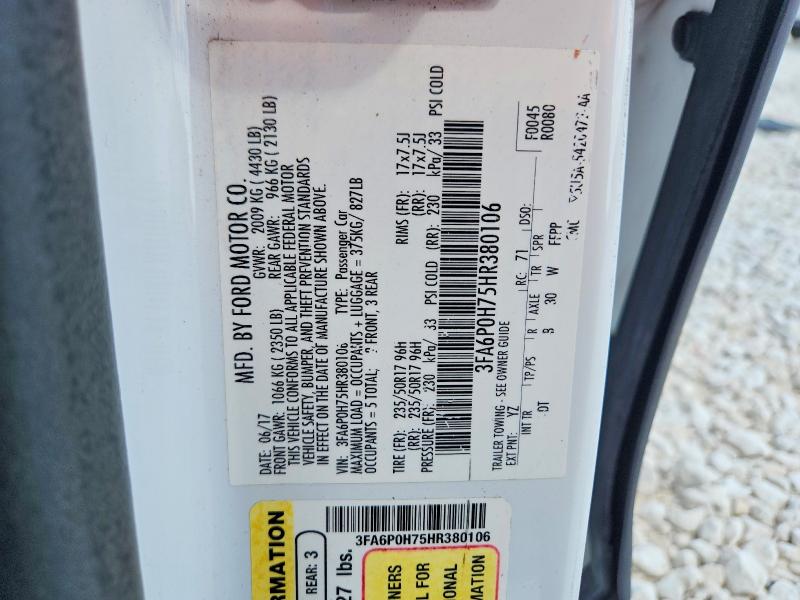 Aukcja sprzedaży 2017 Ford Fusion, vin: 3FA6P0H75HR380106, numer aukcji: 69955166