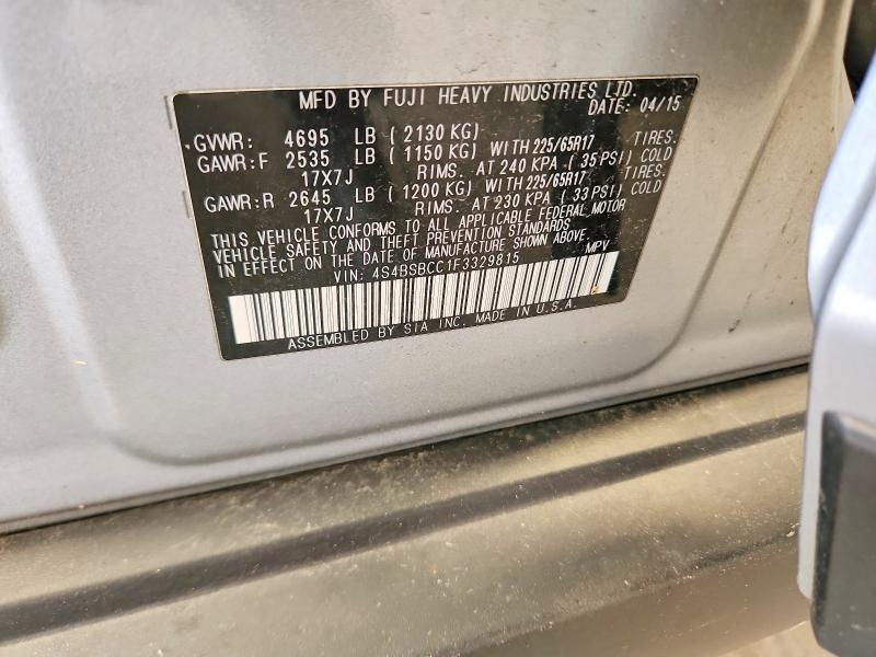 2015 Subaru Outback მანქანა იყიდება აუქციონზე, vin: 4S4BSBCC1F3329815, აუქციონის ნომერი: 70274306