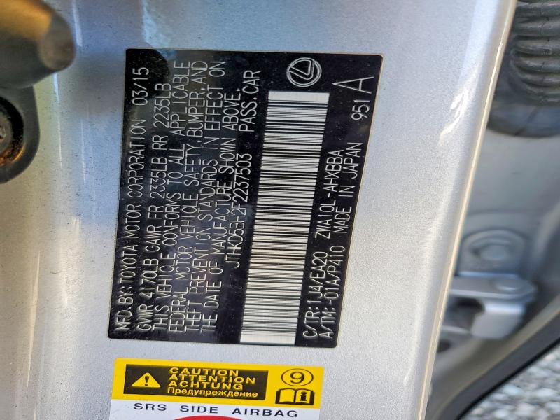 Aukcja sprzedaży 2015 Lexus Ct, vin: JTHKD5BH2F2237503, numer aukcji: 68107876