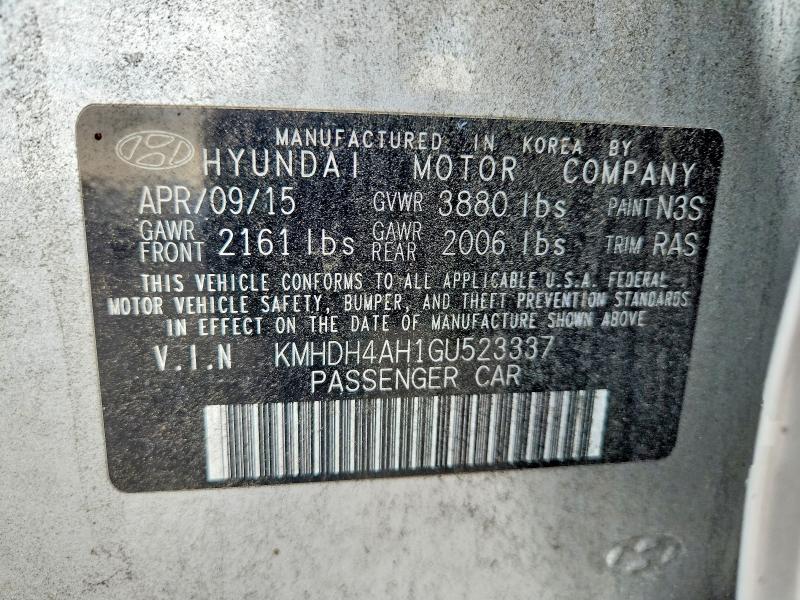 71254166 :رقم المزاد ، KMHDH4AH1GU523337 vin ، 2016 Hyundai Elantra مزاد بيع