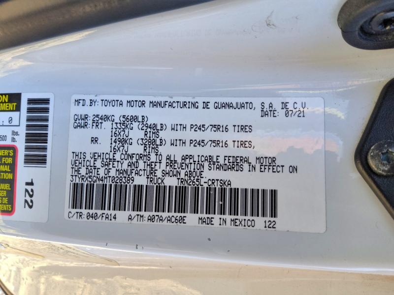 Aukcja sprzedaży 2021 Toyota Tacoma, vin: 3TYRX5GN4MT028389, numer aukcji: 70525166