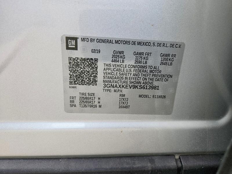 Продаж на аукціоні авто 2019 Chevrolet Equinox, vin: 3GNAXKEV9KS613981, номер лоту: 67438466