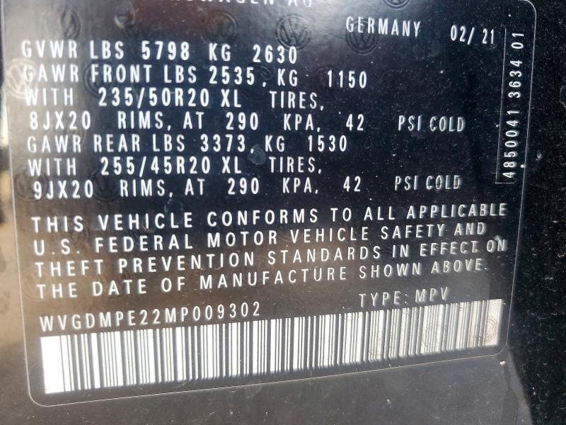 Продаж на аукціоні авто 2021 Volkswagen Id.4, vin: WVGDMPE22MP009302, номер лоту: 70668326