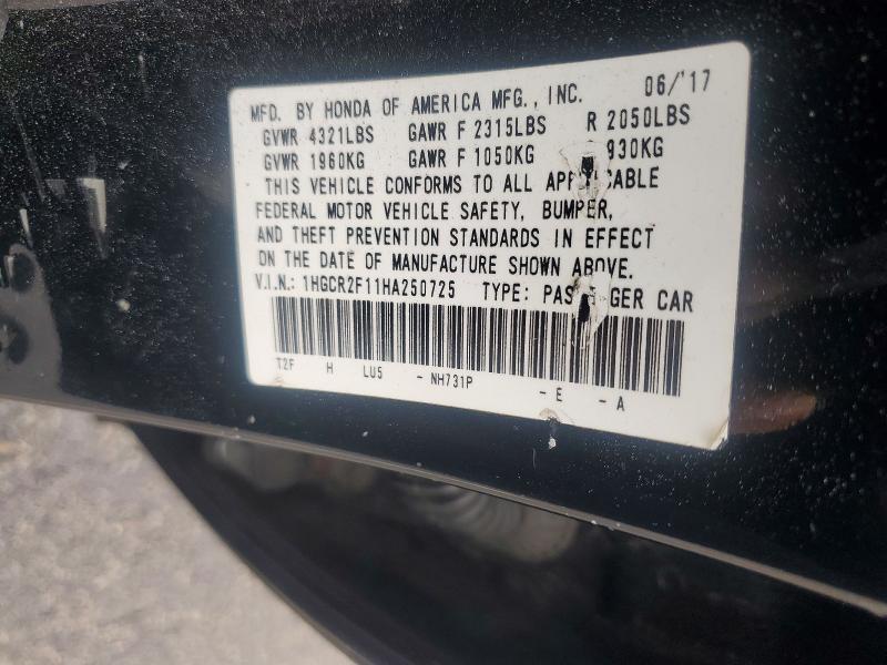 Продаж на аукціоні авто 2017 Honda Accord, vin: 1HGCR2F11HA250725, номер лоту: 69616486