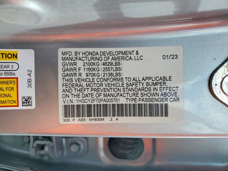 Продажа на аукционе авто 2023 Honda Accord, vin: 1HGCY2F70PA005761, номер лота: 67555666