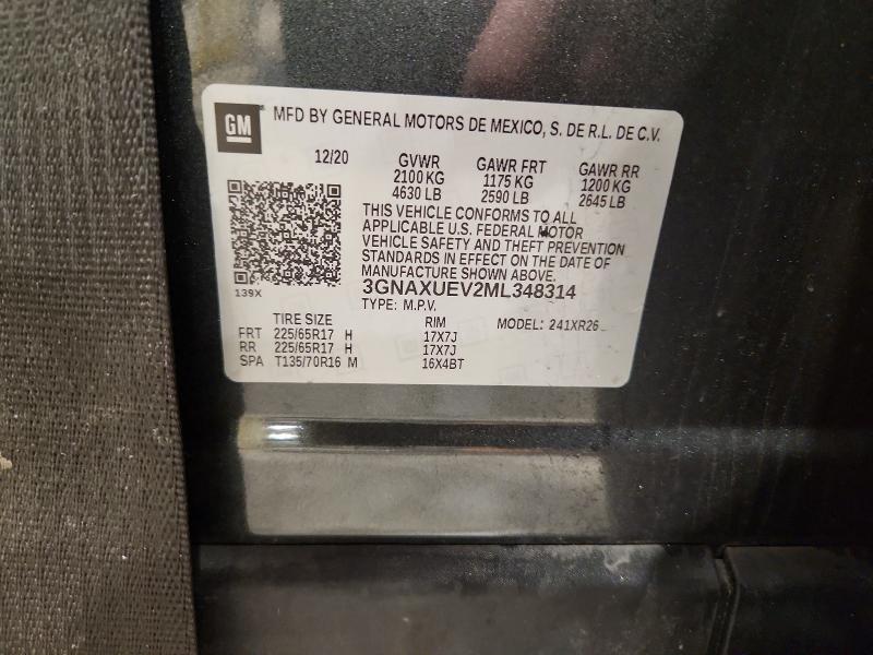 67498616 :رقم المزاد ، 3GNAXUEV2ML348314 vin ، 2021 Chevrolet Equinox مزاد بيع