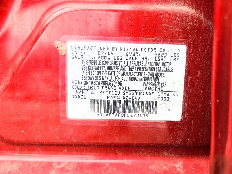 Продажа на аукционе авто 2015 Nissan Sentra, vin: 3N1AB7AP0FL670195, номер лота: 68443166