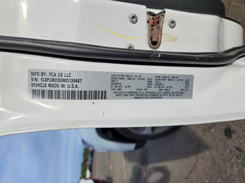 70498206 :رقم المزاد ، 1C4PJMDX0MD139487 vin ، 2021 Jeep Cherokee مزاد بيع