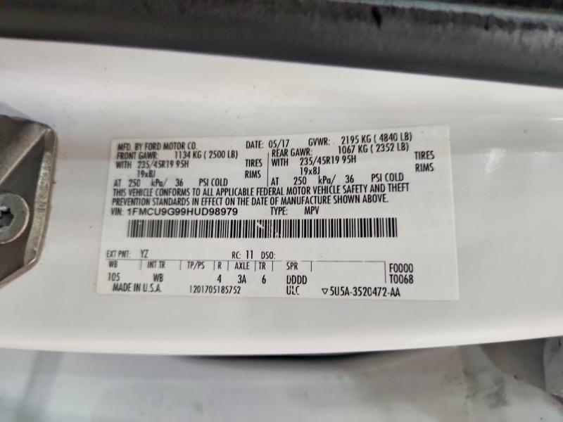 Aukcja sprzedaży 2017 Ford Escape, vin: 1FMCU9G99HUD98979, numer aukcji: 66561586