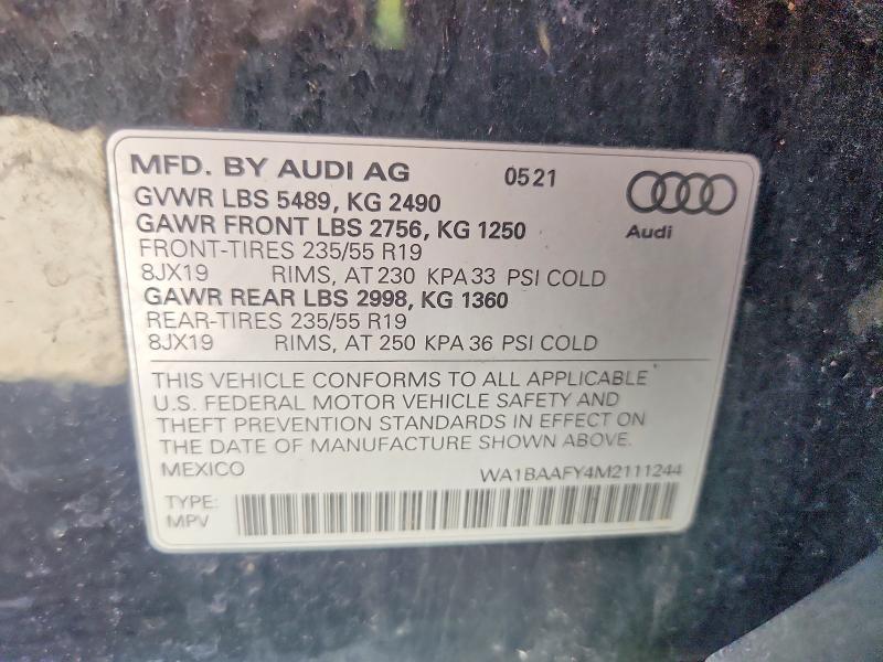 Продаж на аукціоні авто 2021 Audi Q5, vin: WA1BAAFY4M2111244, номер лоту: 70576726