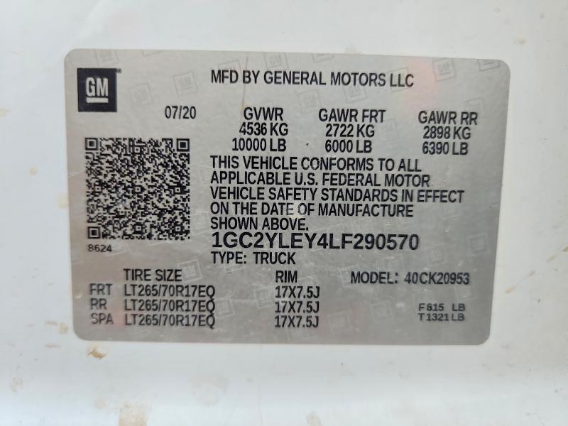 Aukcja sprzedaży 2020 Chevrolet Silverado, vin: 1GC2YLEY4LF290570, numer aukcji: 69497686