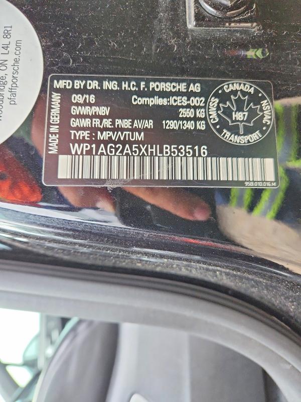 Продажа на аукционе авто 2017 Porsche Macan, vin: WP1AG2A5XHLB53516, номер лота: 69798416