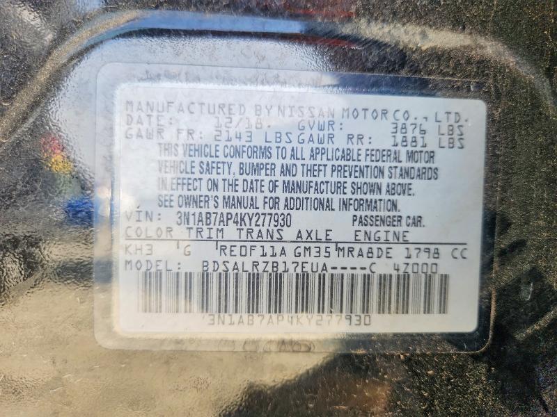Aukcja sprzedaży 2019 Nissan Sentra, vin: 3N1AB7AP4KY277930, numer aukcji: 70678666