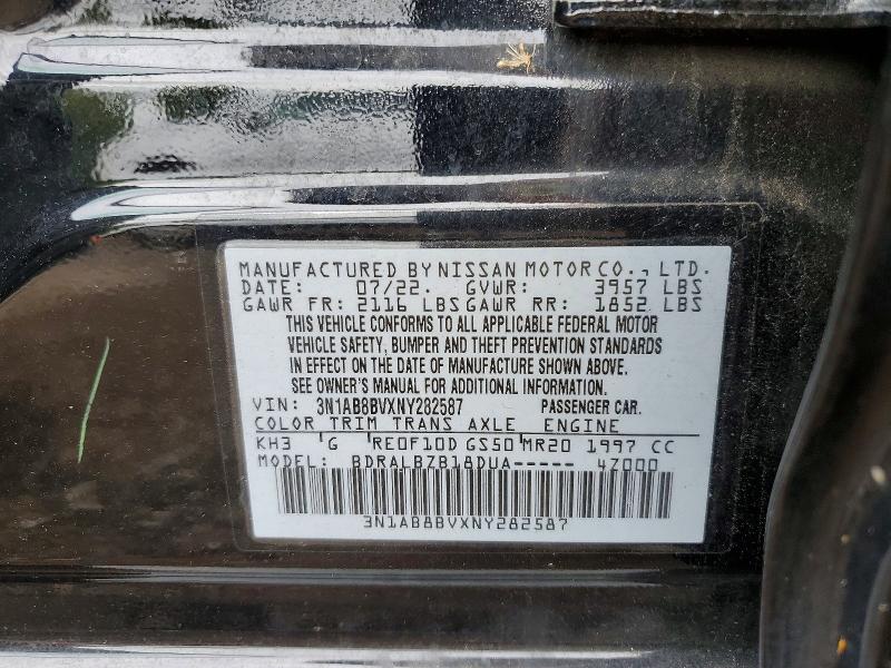 Aukcja sprzedaży 2022 Nissan Sentra, vin: 3N1AB8BVXNY282587, numer aukcji: 66284746