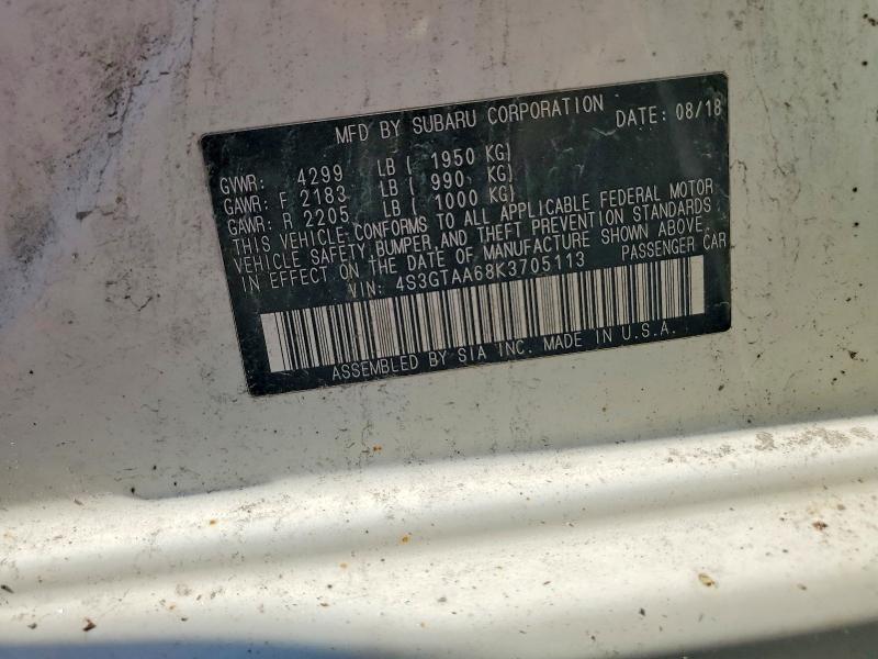 68146546 :رقم المزاد ، 4S3GTAA68K3705113 vin ، 2019 Subaru Impreza مزاد بيع