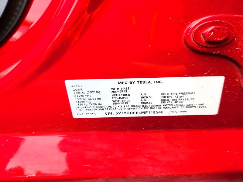 2021 Tesla Model Y მანქანა იყიდება აუქციონზე, vin: 5YJYGDEE4MF118540, აუქციონის ნომერი: 70699806
