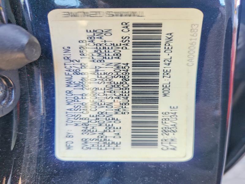 Aukcja sprzedaży 2012 Toyota Corolla, vin: 5YFBU4EE9CP059454, numer aukcji: 68780206