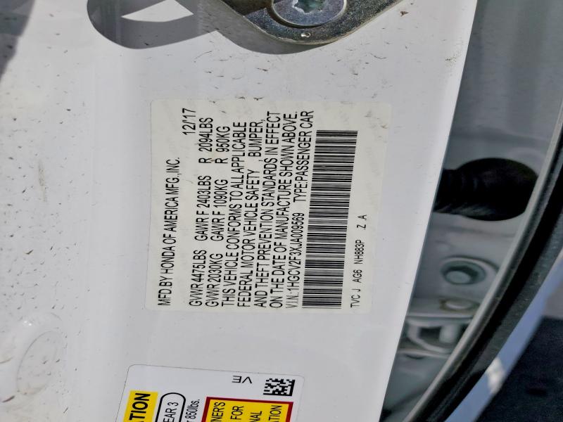 Aukcja sprzedaży 2018 Honda Accord, vin: 1HGCV2F3XJA009569, numer aukcji: 68885216