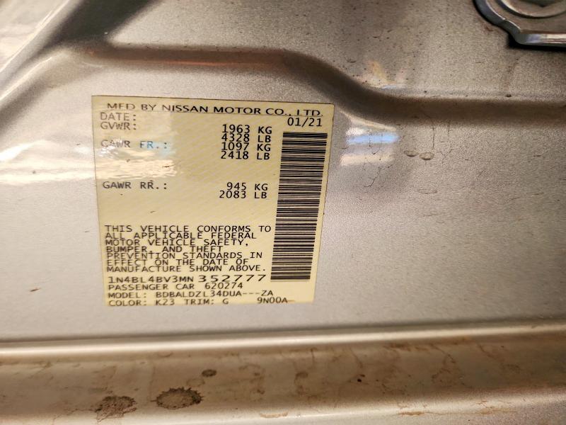 2021 Nissan Altima მანქანა იყიდება აუქციონზე, vin: 1N4BL4BV3MN352777, აუქციონის ნომერი: 69715226