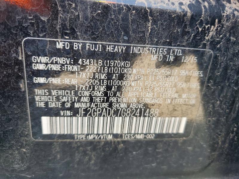 Aukcja sprzedaży 2016 Subaru Crosstrek, vin: JF2GPADC7G8241488, numer aukcji: 69414686