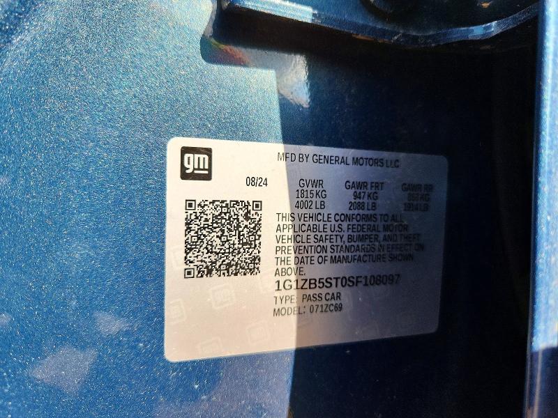 68150096 :رقم المزاد ، 1G1ZB5ST0SF108097 vin ، 2025 Chevrolet Malibu مزاد بيع