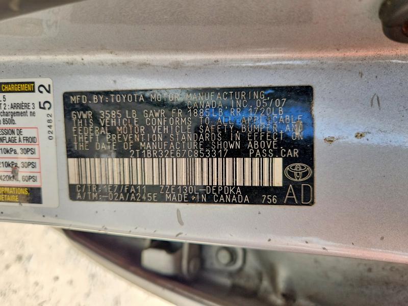 69305256 :رقم المزاد ، 2T1BR32E67C853317 vin ، 2007 Toyota Corolla مزاد بيع