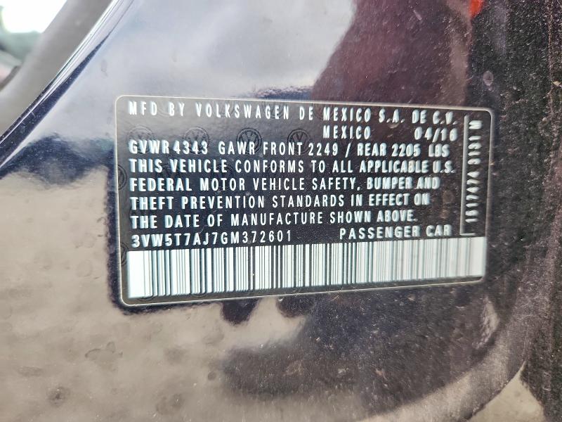 67032226 :رقم المزاد ، 3VW5T7AJ7GM372601 vin ، 2016 Volkswagen Jetta مزاد بيع