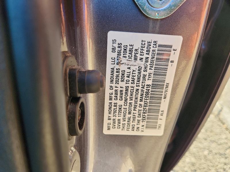 2015 Honda Civic მანქანა იყიდება აუქციონზე, vin: 19XFB2F8XFE098418, აუქციონის ნომერი: 70514386