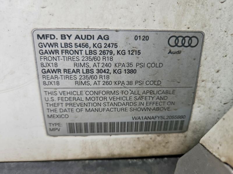 Продажа на аукционе авто 2020 Audi Q5, vin: WA1ANAFY5L2055880, номер лота: 70779726