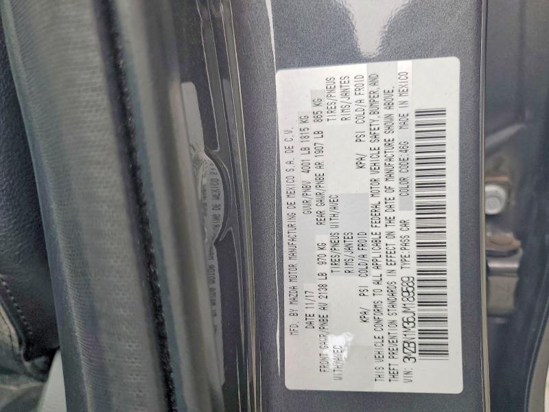 2018 Mazda 3 მანქანა იყიდება აუქციონზე, vin: 3MZBN1M36JM189589, აუქციონის ნომერი: 67089626
