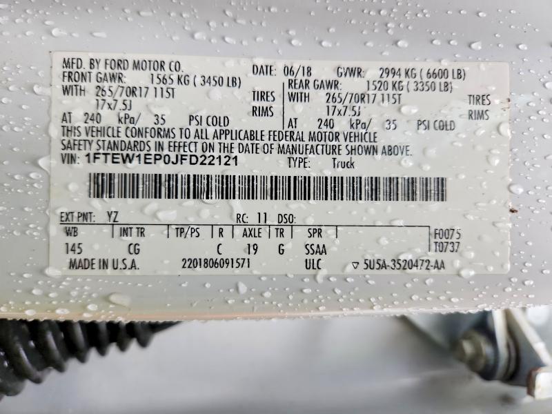 Aukcja sprzedaży 2018 Ford F150, vin: 1FTEW1EP0JFD22121, numer aukcji: 67467916