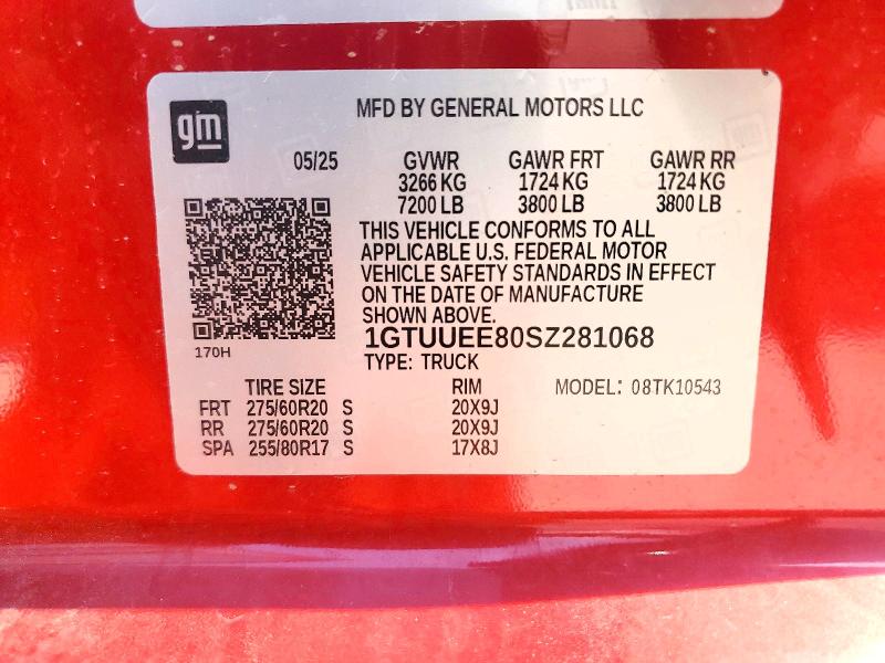 2025 Gmc Sierra მანქანა იყიდება აუქციონზე, vin: 1GTUUEE80SZ281068, აუქციონის ნომერი: 64694326