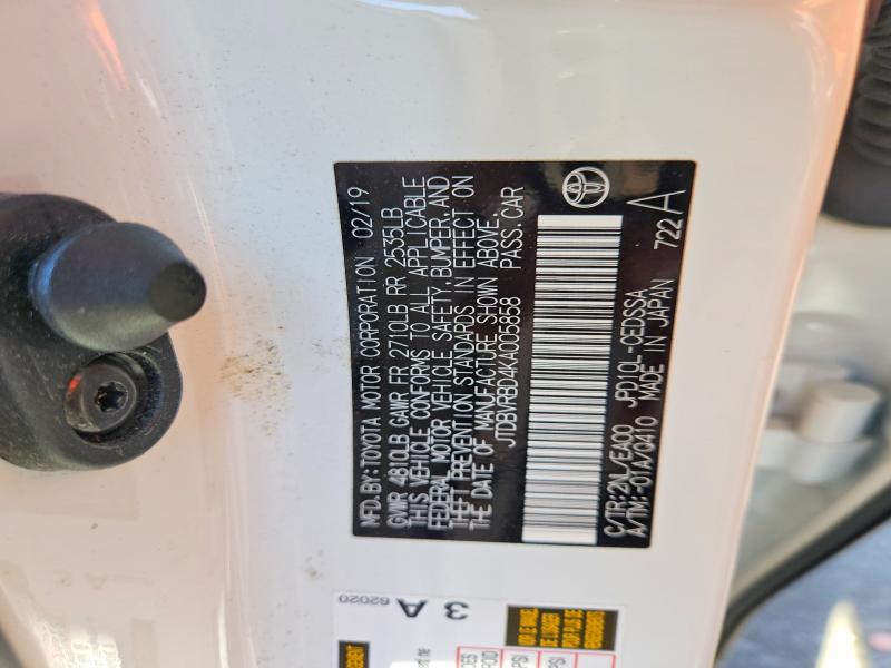 2019 Toyota Mirai მანქანა იყიდება აუქციონზე, vin: JTDBVRBD4KA005858, აუქციონის ნომერი: 70659756