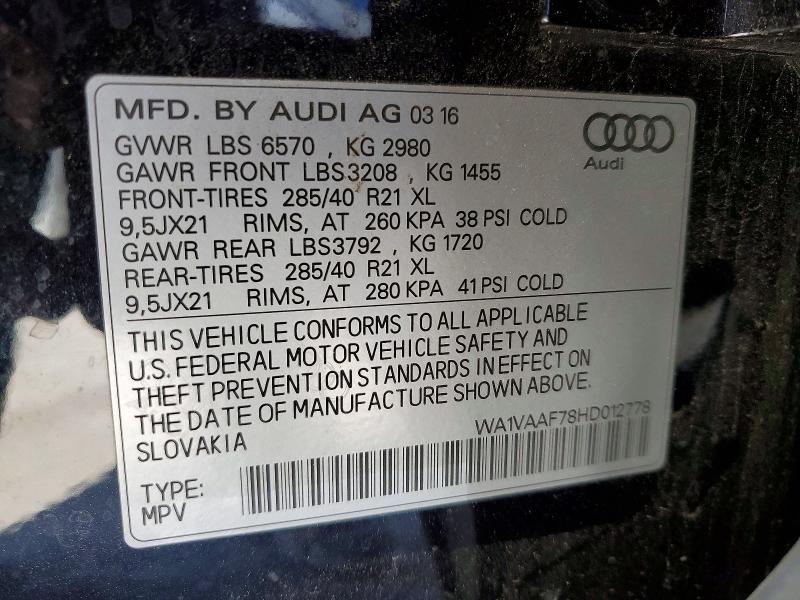 Aukcja sprzedaży 2017 Audi Q7, vin: WA1VAAF78HD012778, numer aukcji: 68131336
