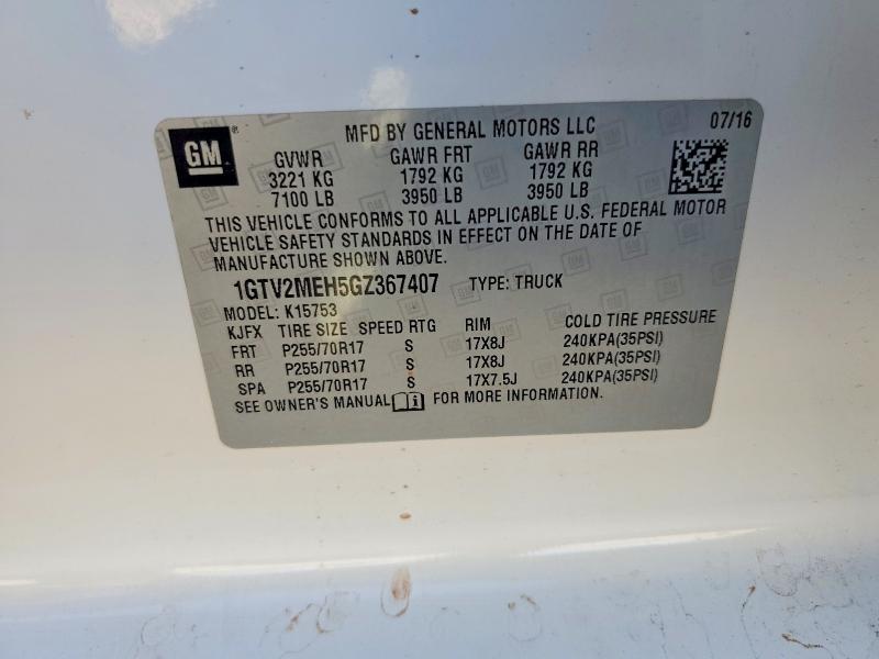 68097966 :رقم المزاد ، 1GTV2MEH5GZ367407 vin ، 2016 Gmc Sierra مزاد بيع