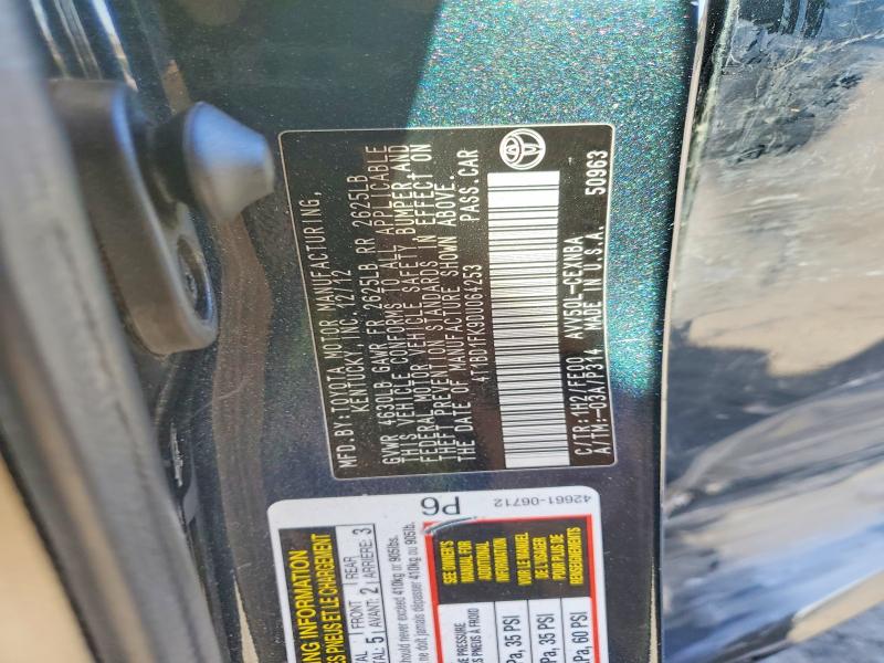 69061826 :رقم المزاد ، 4T1BD1FK9DU064253 vin ، 2013 Toyota Camry Hybrid مزاد بيع