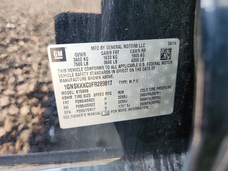68818866 :رقم المزاد ، 1GNSKKKC9FR289817 vin ، 2015 Chevrolet Suburban مزاد بيع