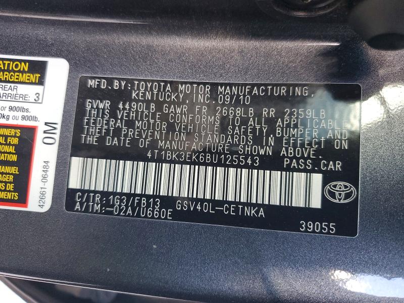 Aukcja sprzedaży 2011 Toyota Camry, vin: 4T1BK3EK6BU125543, numer aukcji: 69528966