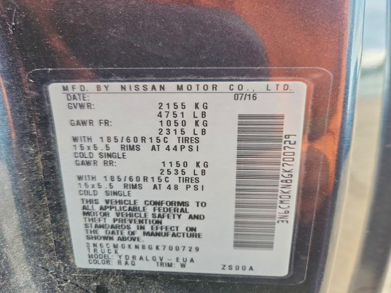 67757766 :رقم المزاد ، 3N6CM0KN8GK700729 vin ، 2016 Nissan Nv200 مزاد بيع