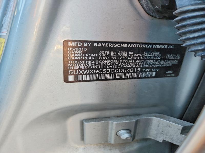 Aukcja sprzedaży 2016 Bmw X3, vin: 5UXWX9C53G0D64815, numer aukcji: 67620786