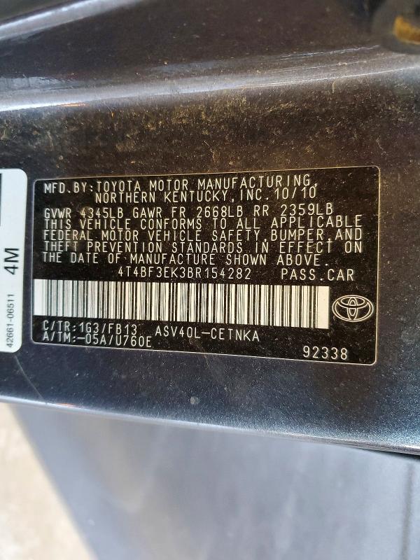 68069916 :رقم المزاد ، 4T4BF3EK3BR154282 vin ، 2011 Toyota Camry مزاد بيع
