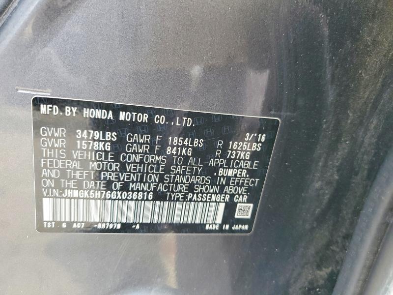 Aukcja sprzedaży 2016 Honda Fit, vin: JHMGK5H76GX036816, numer aukcji: 69922256
